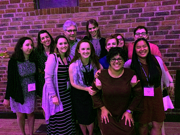 Graduate students with Professor Hahn in London